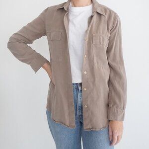 Aritzia Babaton Taupe Utility Pocket Button Down Dress Shirt 2XS